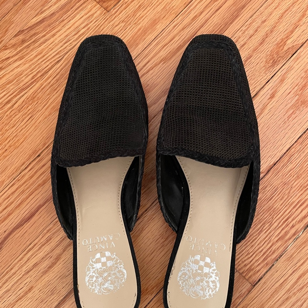 Vince Camuto Black Textured Mules